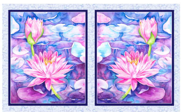 Water Lilies Panel - blue-purple-pink